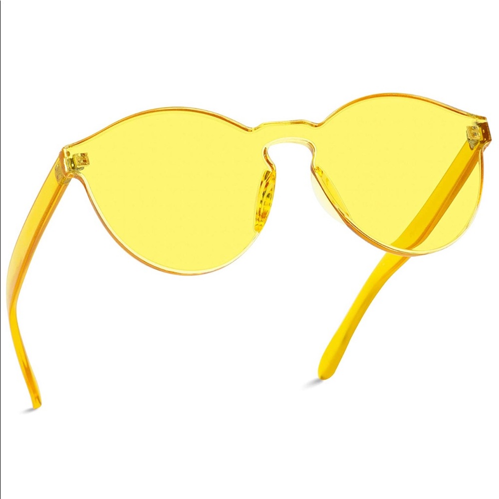 Yellow Transparent Round Super Retro Sunglasses